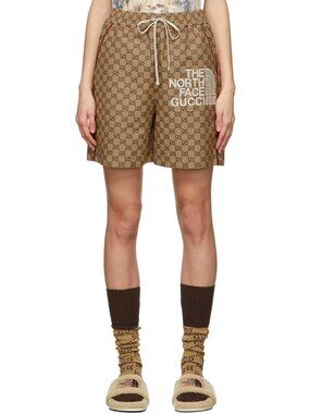 GUCCI x THE NORTH FACE Beige GG Monogram Jacquard Bermuda Shorts XXS